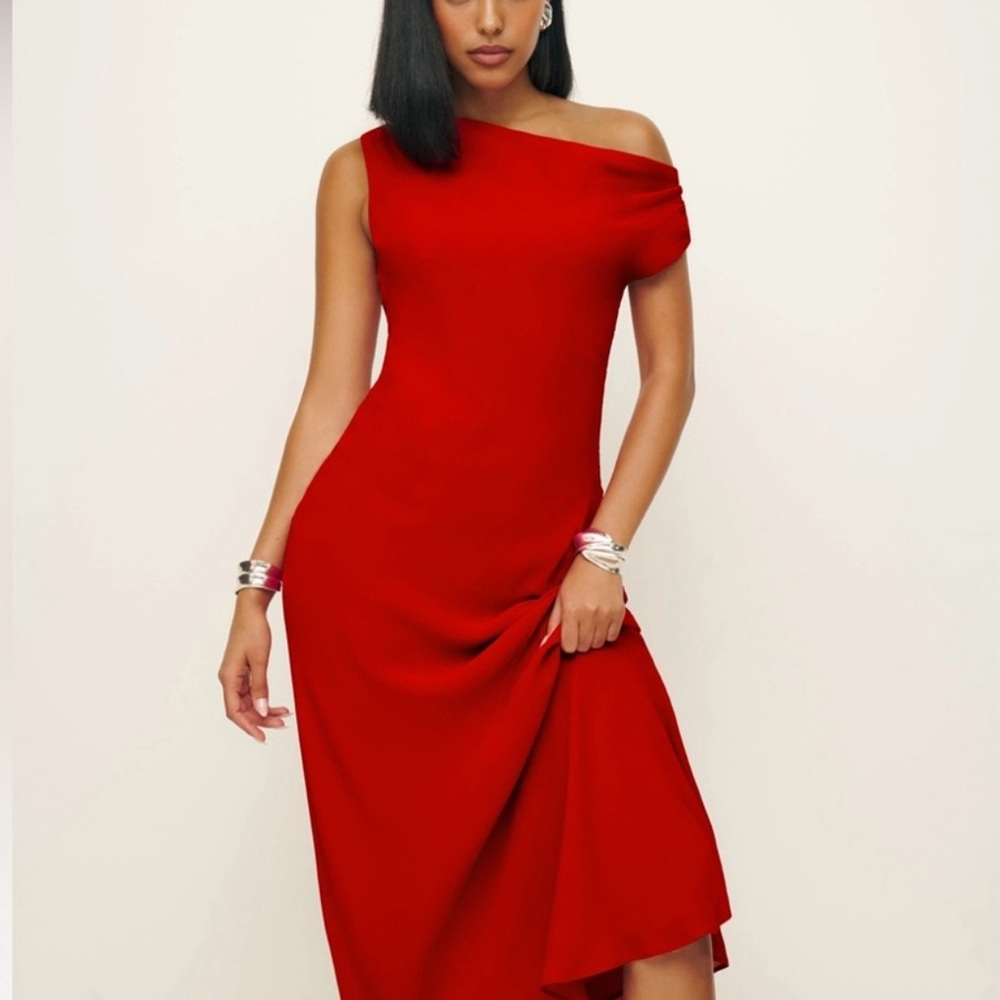 Reformation Red Off-Shoulder Dress - Picture 2 of 7